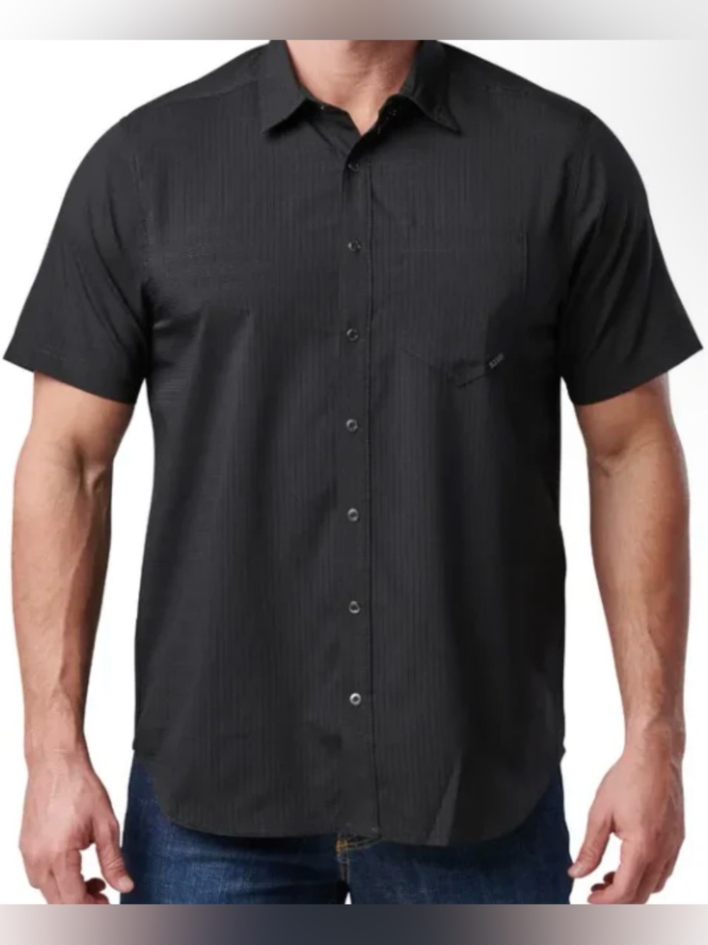 5.11 Tactical Aerial Short Sleeve Shirt Black Men Large Snap Button Down Vented‎